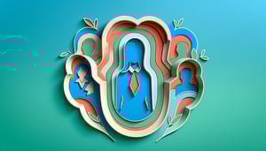 Paper art illustration featuring a self appraisal form and office supplies for article on employee self appraisal template