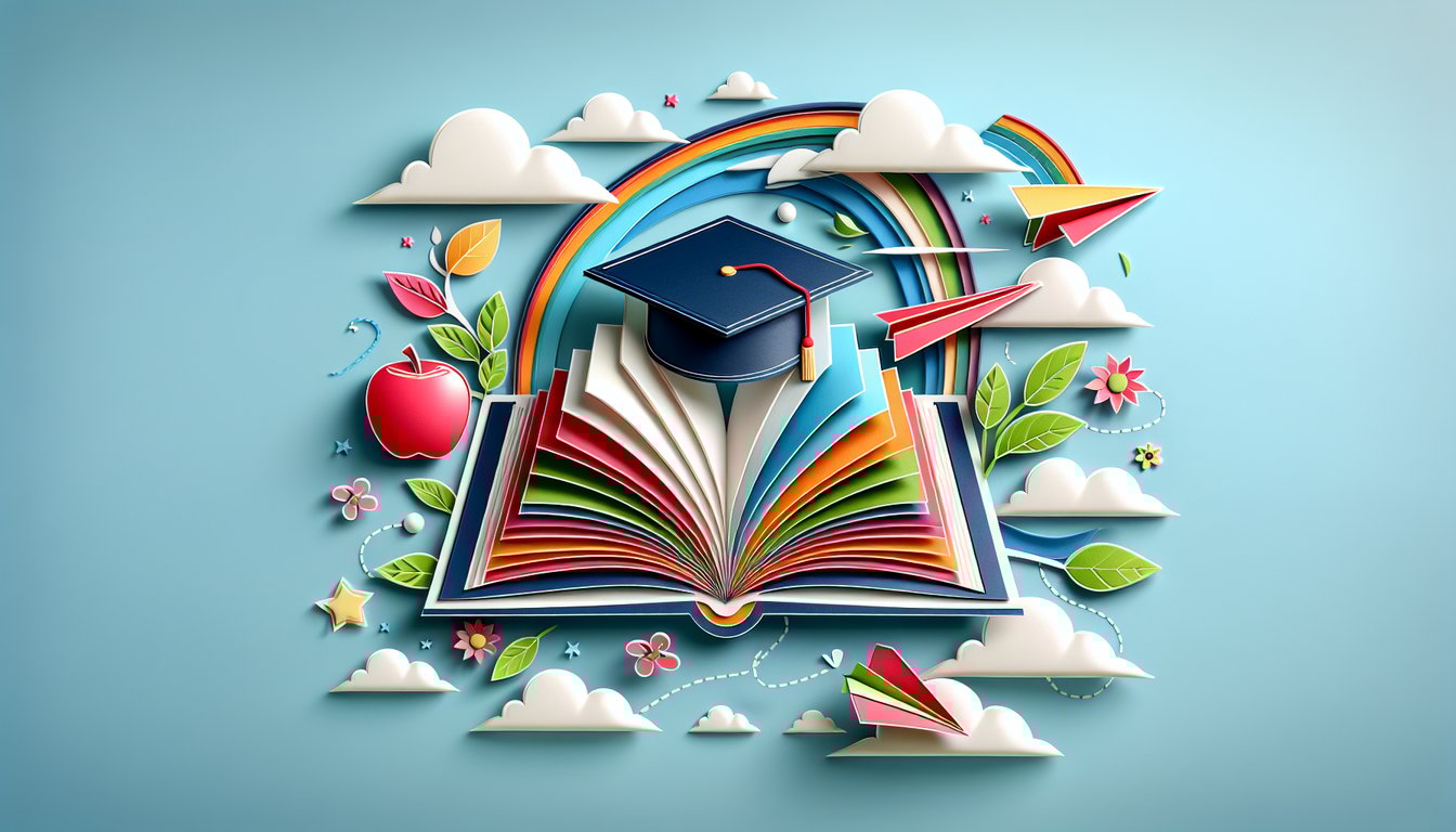 Paper art illustration featuring a teacher recommendation form template for educational purposes.