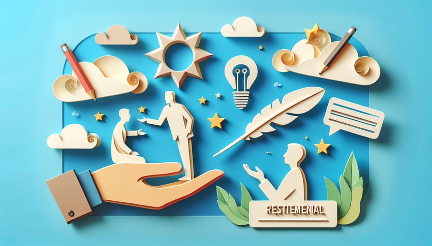 Paper art illustration highlighting testimonial request form template for FormCreatorAI article