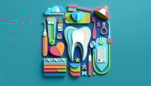 paper art illustration depicting a dental records release form with pencil and dental related icons