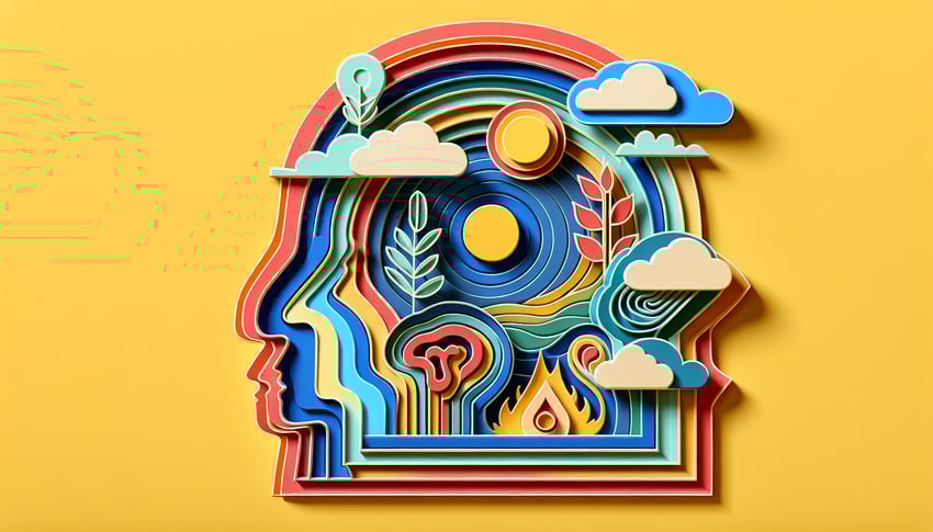Paper art illustration depicting PHQ-9 and GAD-7 form templates for mental health assessment and form creation.
