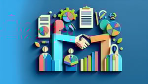 Paper art illustration depicting a stakeholder analysis form with charts and icons relevant to stakeholder management