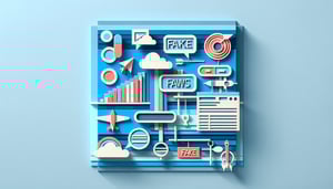 Colorful paper art illustration featuring a whimsical submission form for April Fools Day fake news stories.