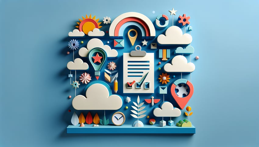 Paper art illustration representing an assessment form template for FormCreatorAI article