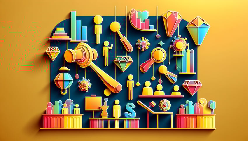 Paper art illustration depicting an auction bid form with various fields and details for bidding.