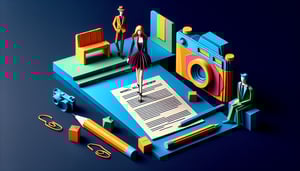 Paper art illustration representing a model release agreement form template for FormCreatorAI