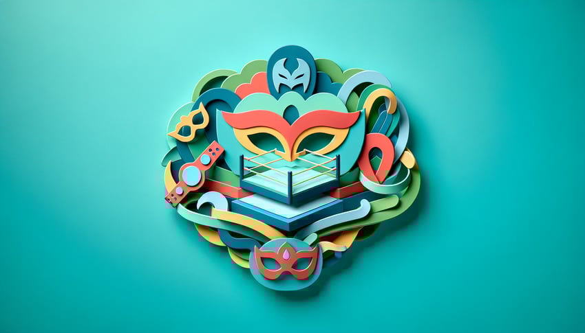 Paper art illustration representing a wrestling registration form template for FormCreatorAI article