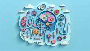 Paper art illustration depicting a neurological exam form template with key sections and a clean layout for easy use