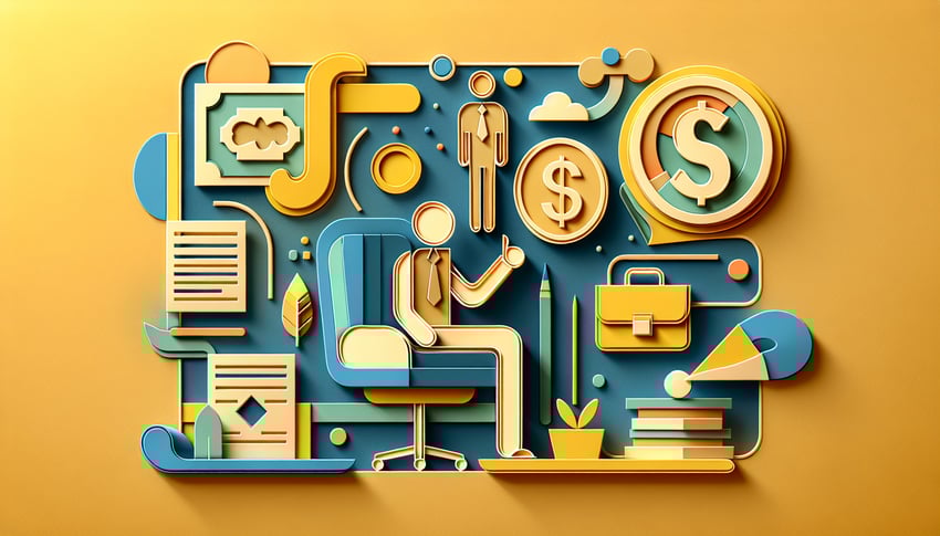 paper art illustration depicting a salary certificate template for FormCreatorAI article