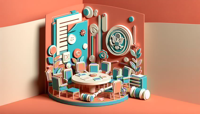 Paper art illustration depicting a slate of officers form for FCAA using FormCreatorAI tools