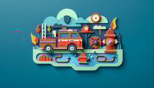 Paper art illustration depicting a fire department pre-plan form template for FormCreatorAI article