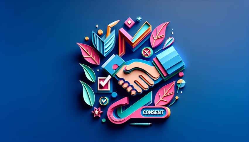 paper art illustration depicting client consent form template for FormCreatorAI article