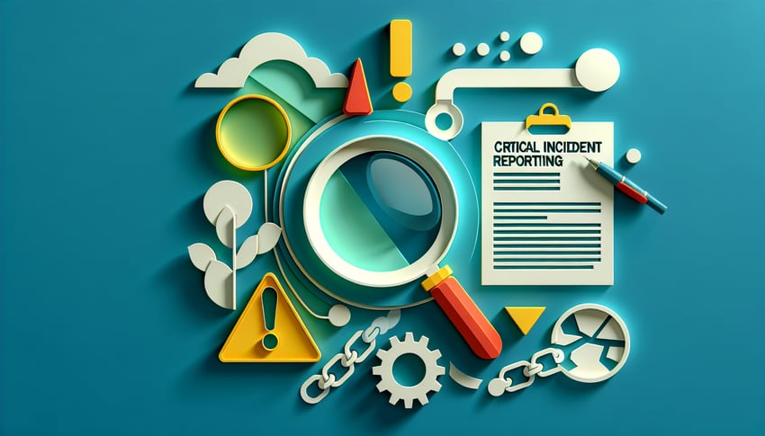 Paper art illustration depicting a critical incident report form template for FormCreatorAI article