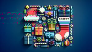 Paper art illustration depicting a Secret Santa form template for adults, ideal for holiday gifting events.