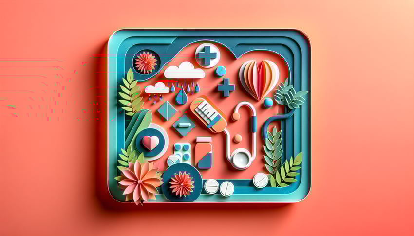 Paper art illustration depicting a discharge instructions form template for FormCreatorAI article.