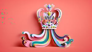 Paper art illustration depicting a beauty pageant registration form with decorative elements and vibrant colors.