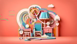 Paper art illustration depicting a nursing home application form for FormCreatorAI article