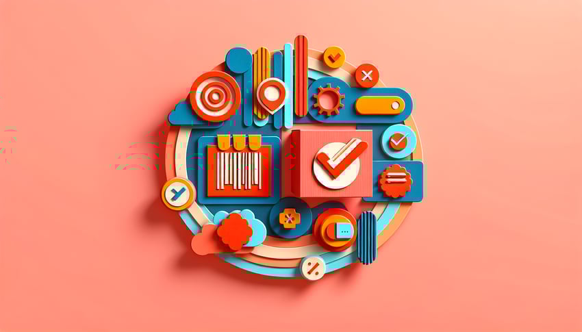 Paper art illustration depicting a product registration form for a technology article on FormCreatorAI