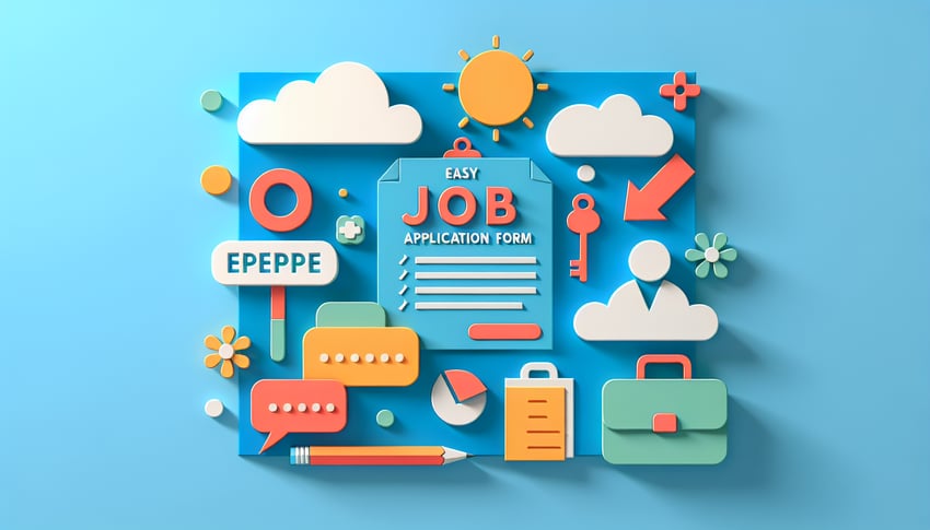 Paper art illustration depicting an easy job application form template for FormCreatorAI article