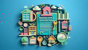 Paper art illustration representing a Broker Price Opinion Form Template for FormCreatorAI article