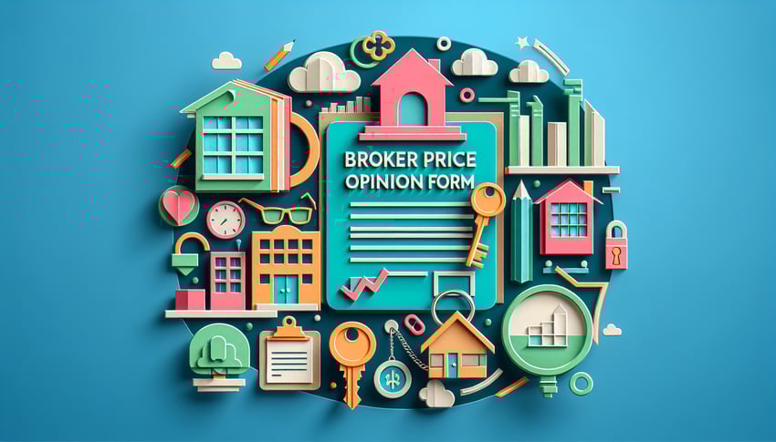 Paper art illustration representing a Broker Price Opinion Form Template for FormCreatorAI article