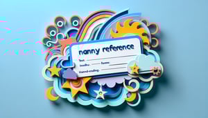 Paper art illustration depicting a nanny reference request form template for FormCreatorAI article