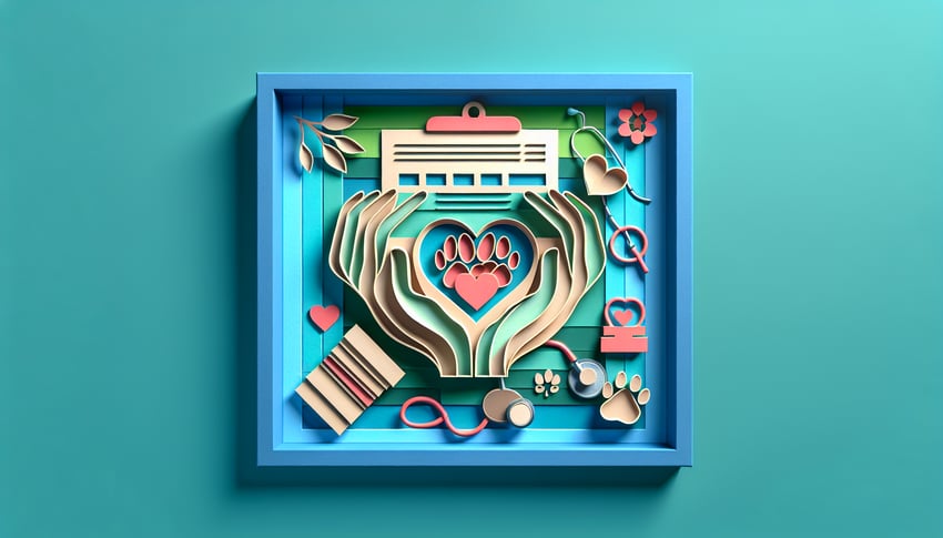 Paper art illustration depicting an animal abuse survey form design for FormCreatorAI article