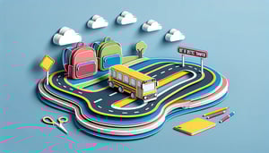paper art illustration depicting an out of district transfer application form template for FormCreatorAI article