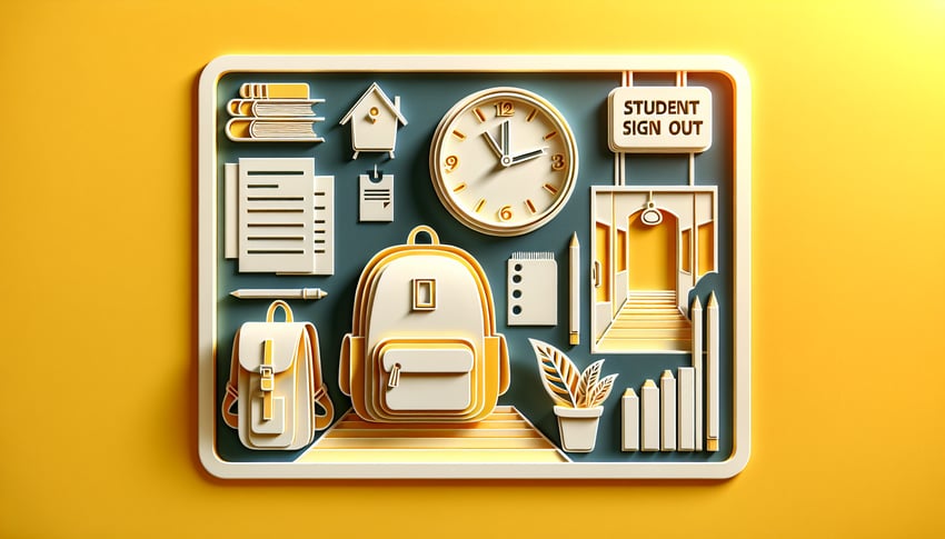 Paper art illustration depicting a student sign out form template for FormCreatorAI article