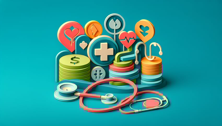 paper art illustration representing a medical reimbursement claim form template with a clean and professional design