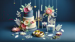 Paper art illustration depicting a wedding shot list worksheet template for article on FormCreatorAI