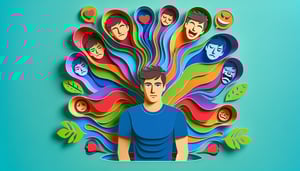 Paper art illustration related to Young Mania Rating Scale Ymrs form template and FormCreatorAI features.