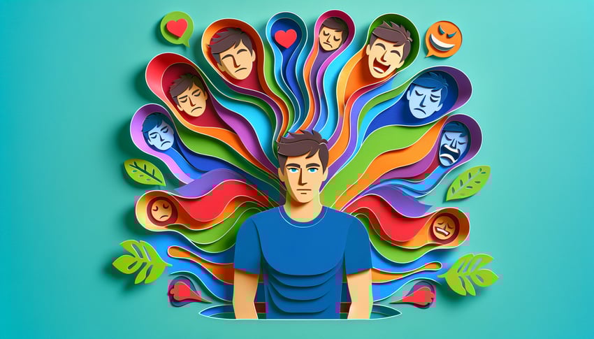 Paper art illustration related to Young Mania Rating Scale Ymrs form template and FormCreatorAI features.