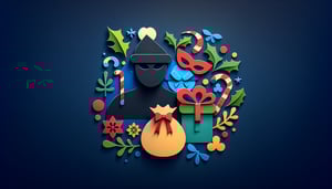 Paper art illustration featuring festive elements for a Secret Santa survey form template article