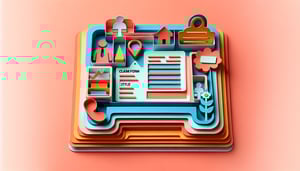 Paper art illustration featuring a claim form template with design elements for FormCreatorAI article