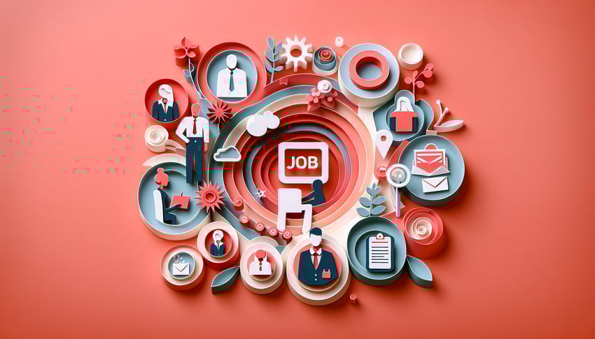 Paper art illustration related to job search log form template and FormCreatorAI article