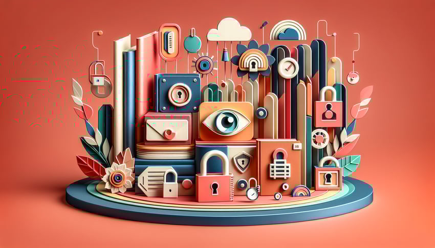 Paper art illustration featuring a security log form with details for FormCreatorAI article