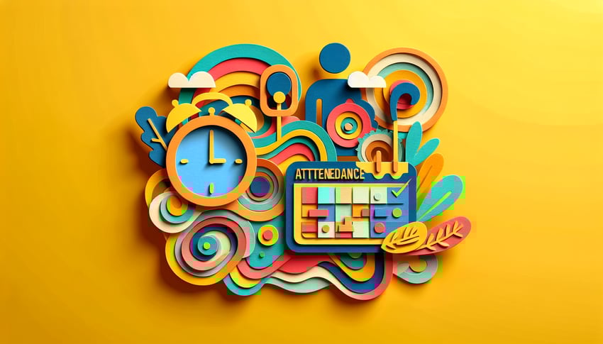 Paper art illustration depicting an attendance form for an article on Attendance Form Template FormCreatorAI