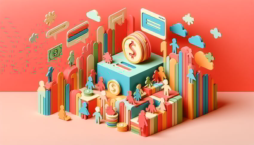 paper art illustration depicting fundraiser online order form template design with creative layout and elements