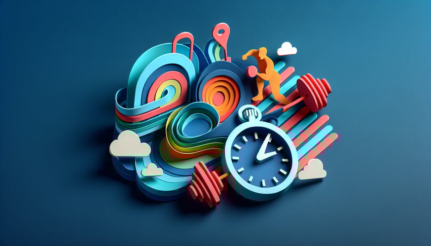 Paper art illustration showcasing a fitness weekly check-in form template for a creative article.