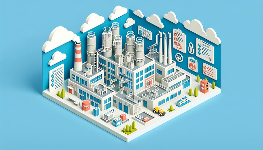 Paper art illustration featuring a checklist and facility items for a walkthrough checklist article.