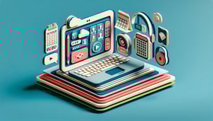 Paper art illustration depicting a virtual meeting request form with digital elements and design features