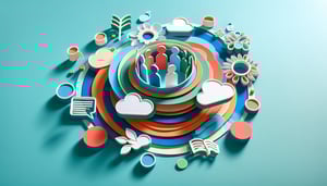 Paper art illustration depicting a group therapy confidentiality form template for FormCreatorAI