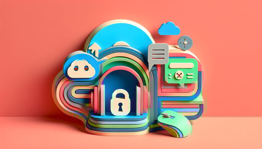 Paper art illustration depicting a Discord staff application form with design elements relevant to FormCreatorAI