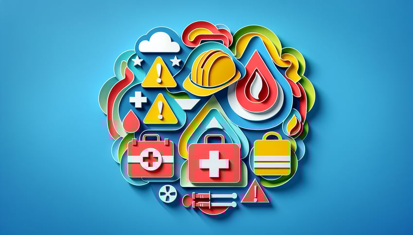 Paper art illustration representing a safety alert form template for incident and injury reporting