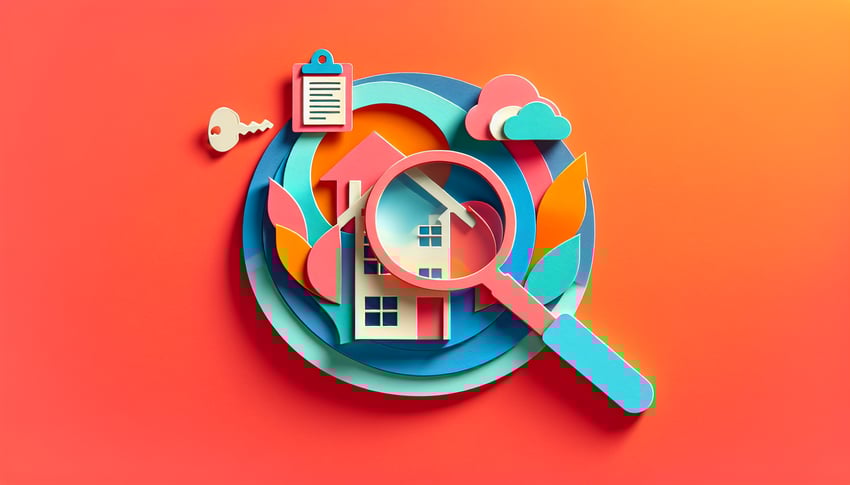 Paper art illustration featuring a tenant background check form design for FormCreatorAI article