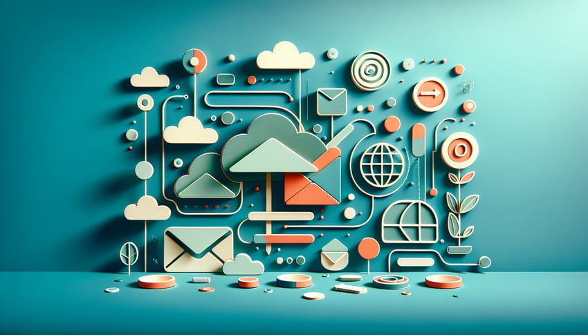 Colorful paper art illustration showcasing a mailing list signup form design for FormCreatorAI article