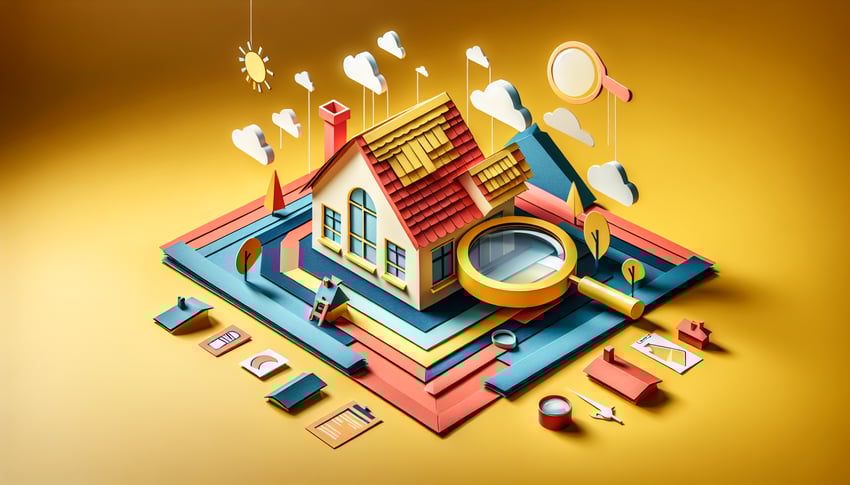Paper art illustration depicting a roofing inspection form template design for FormCreatorAI article