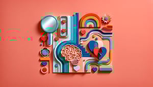 Paper art illustration featuring a self reflection survey form with checkboxes and writing spaces