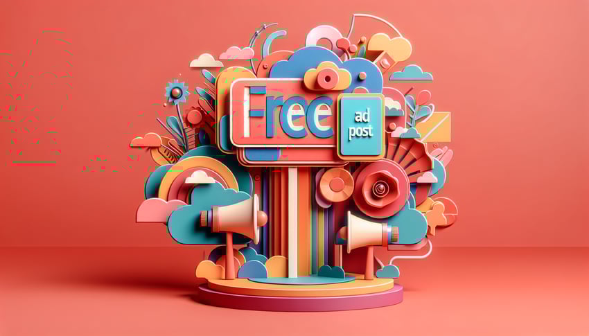 Paper art illustration representing a free ad post form template for FormCreatorAI article